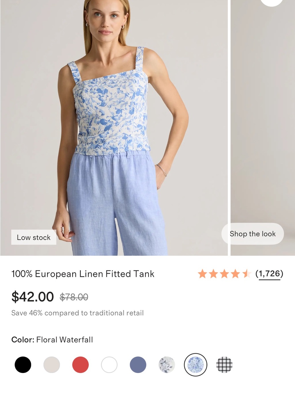 Quince Floral Waterfall Bandeau in Soft Blue & White